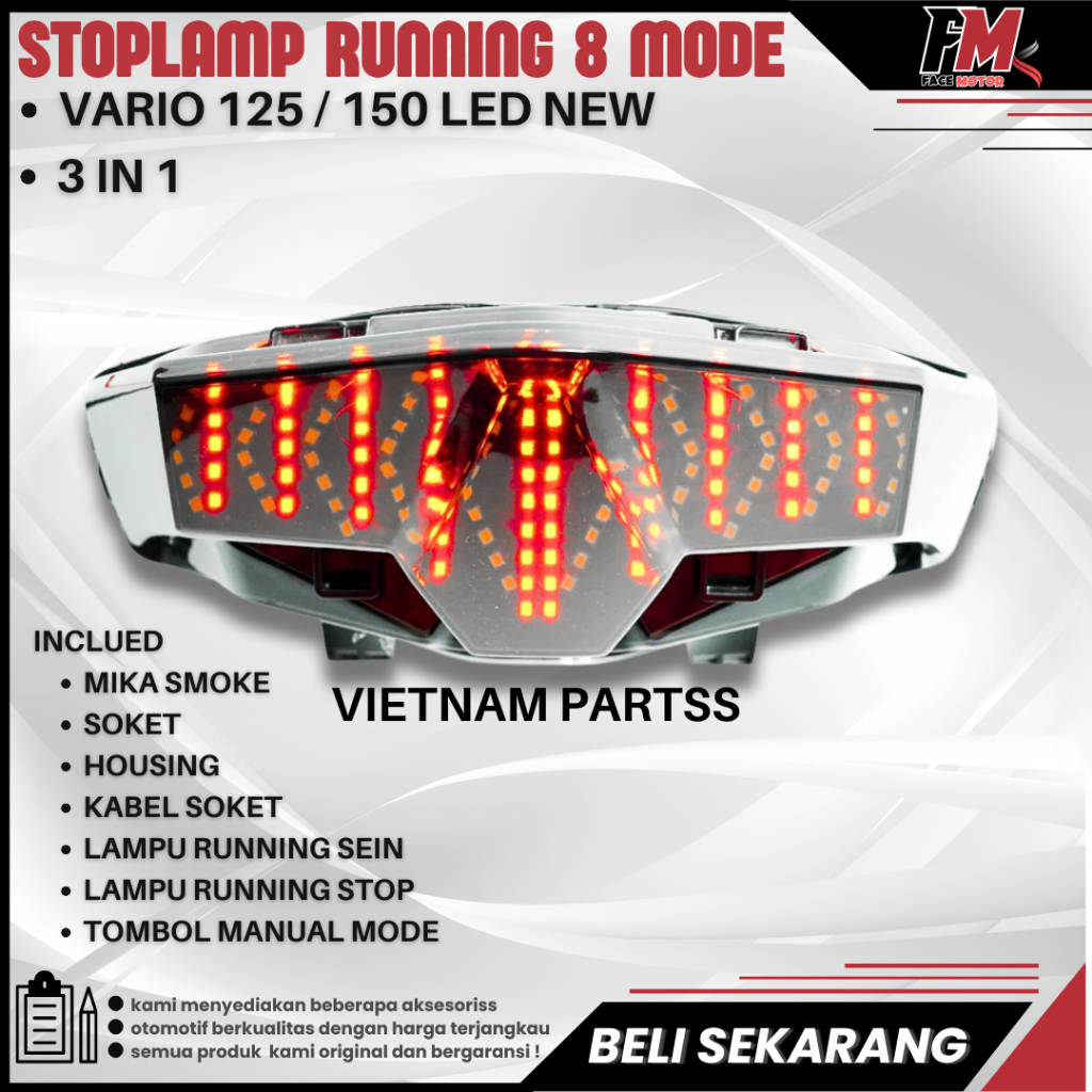 STOPLAMP RUNNING VARIO 125/150 NEW LAMPU BELAKANG RUNNING 1 SET STOPLAMP BINTIK VARIO 125 / 150 NEW
