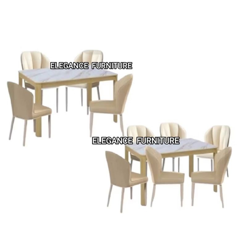 Meja Makan Batu Marmer Sintetis SET 6  Kursi / 4 Kursi PEKANBARU saja