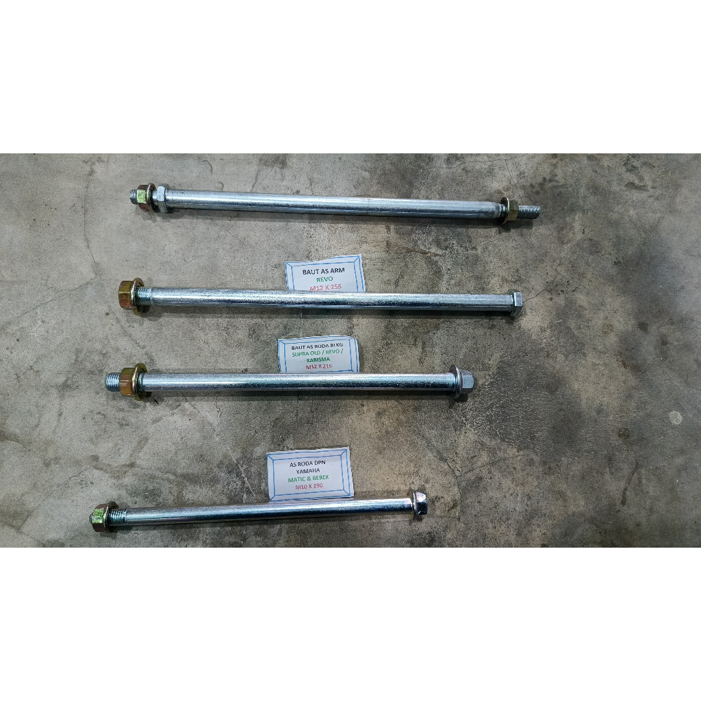 BAUT AS ARM RODA BELAKANG dan DEPAN UNTUK SUPRA-MOTOR REVO-KARISMA-YAMAHA (MATIC dan BEBEK)  M10x190