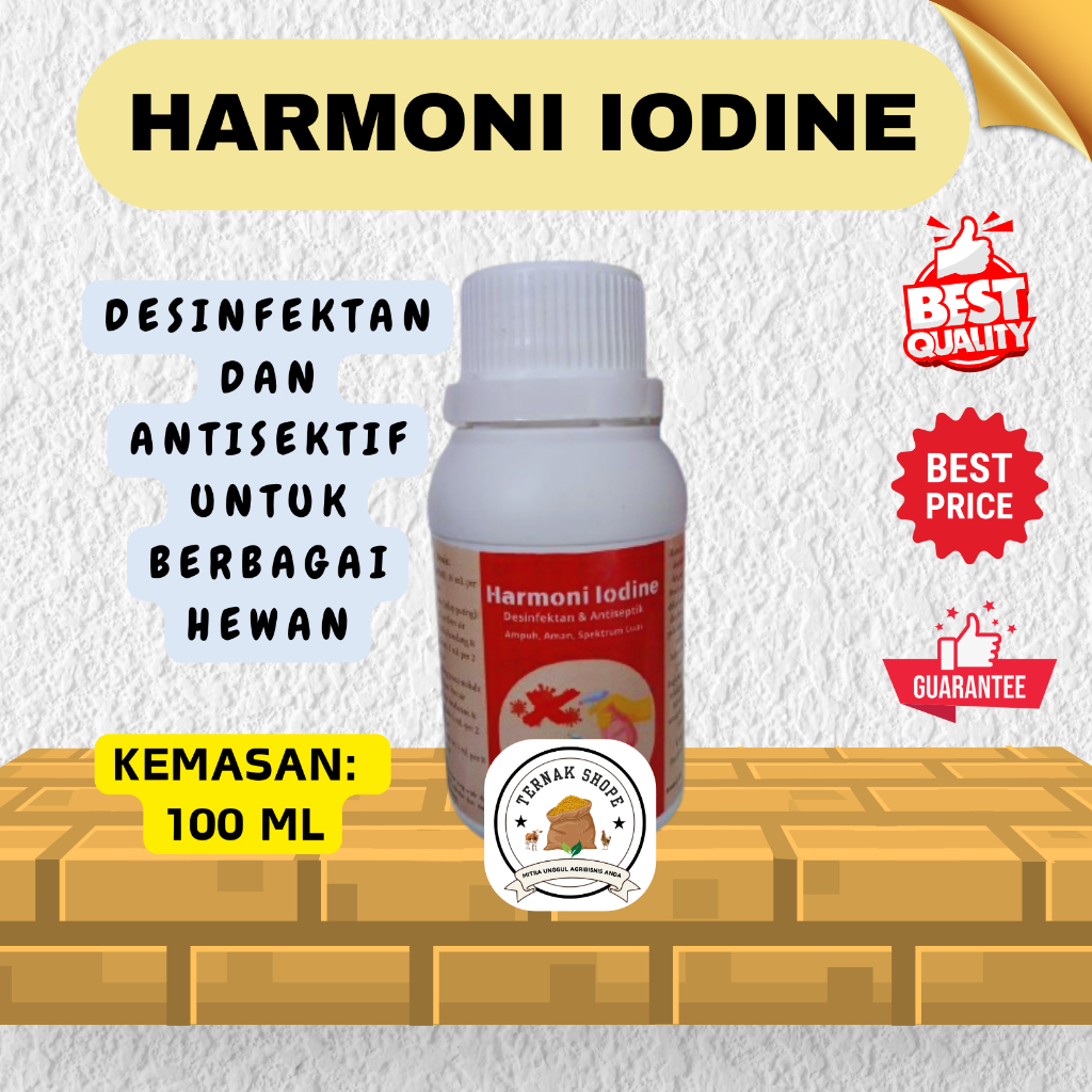 Harmoni Iodine (100 ML) / Desinfektan Antiseptik Hewan Peliharaan Ternak Kandang/ Mencegah PMK Masti