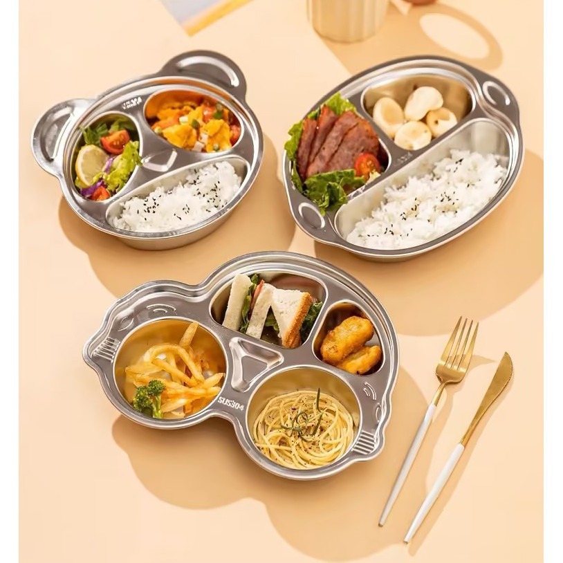 Piring Makan Stainless Anak SUS 304 Piring Makan Sekat Anak SUS 304 Stainless  Piring Sekat Stainles