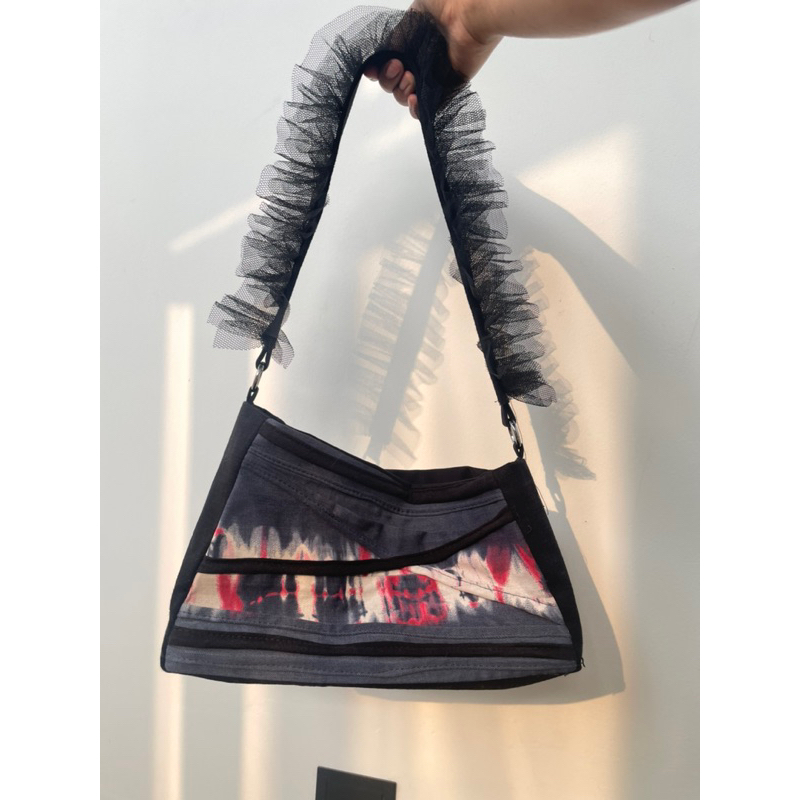 reworked jeans bag with ruffle