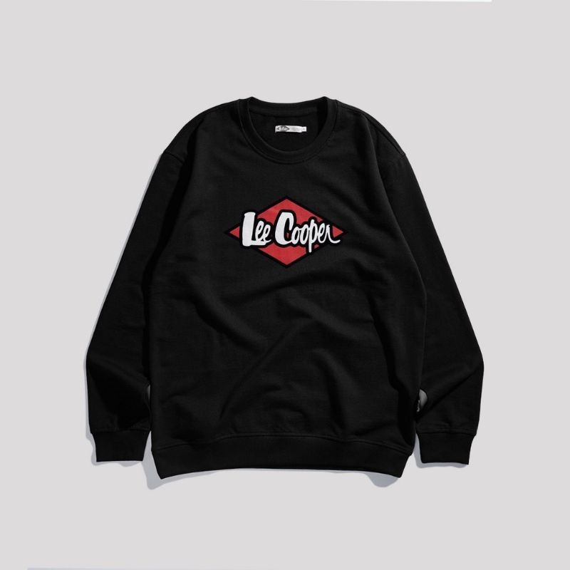 Lee Cooper Retro Black Cotton Sweater Crewneck Pria