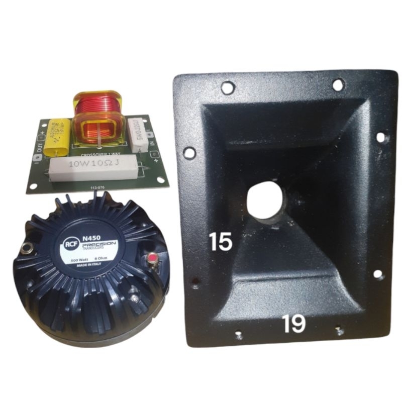 Paket Tweeter RCF N450 Plus Corong Besi Drat 15x19 Dan Crossover Tweeter