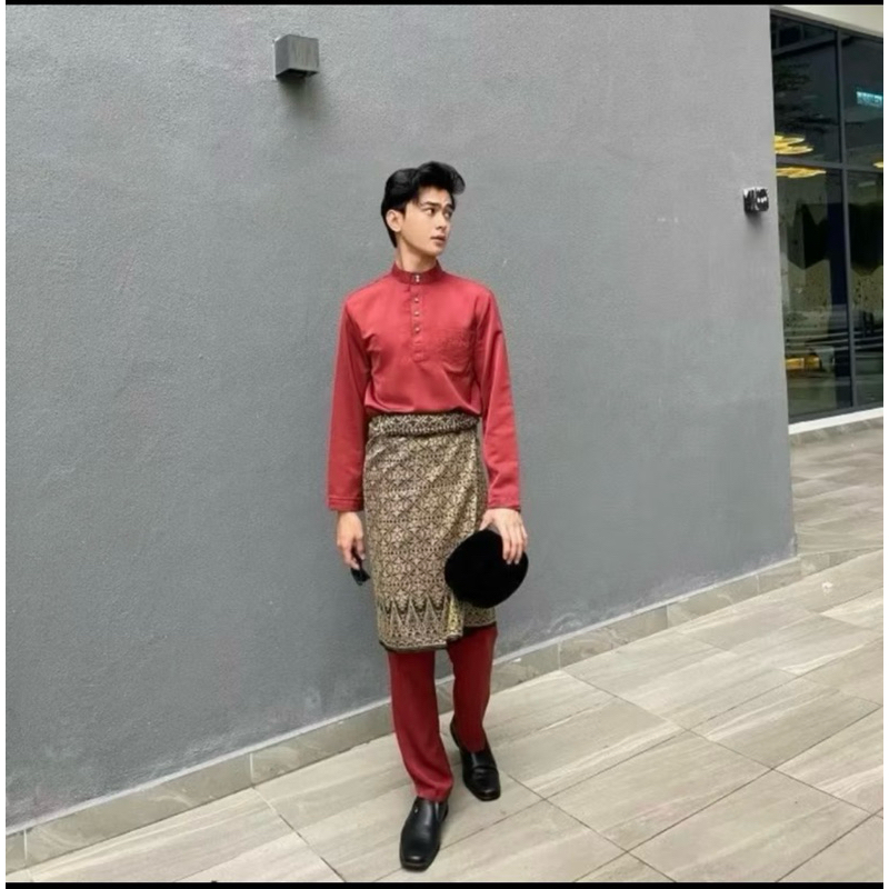 Set baju celana teluk belanga bahan valvet premium pria melayu cekak musang kurung setelan pria