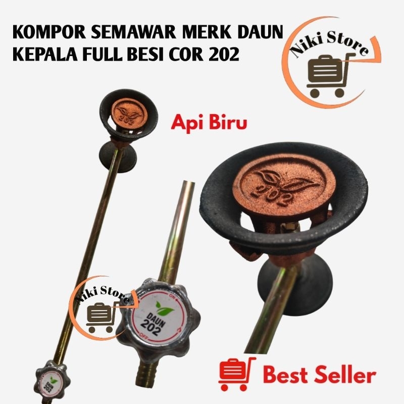KOMPOR GAS MAWAR CAP DAUN 202, KOMPOR SEMAWAR CAP DAUN FULL KEPALA BESI COR, KOMPOR JOSS  API BIRU