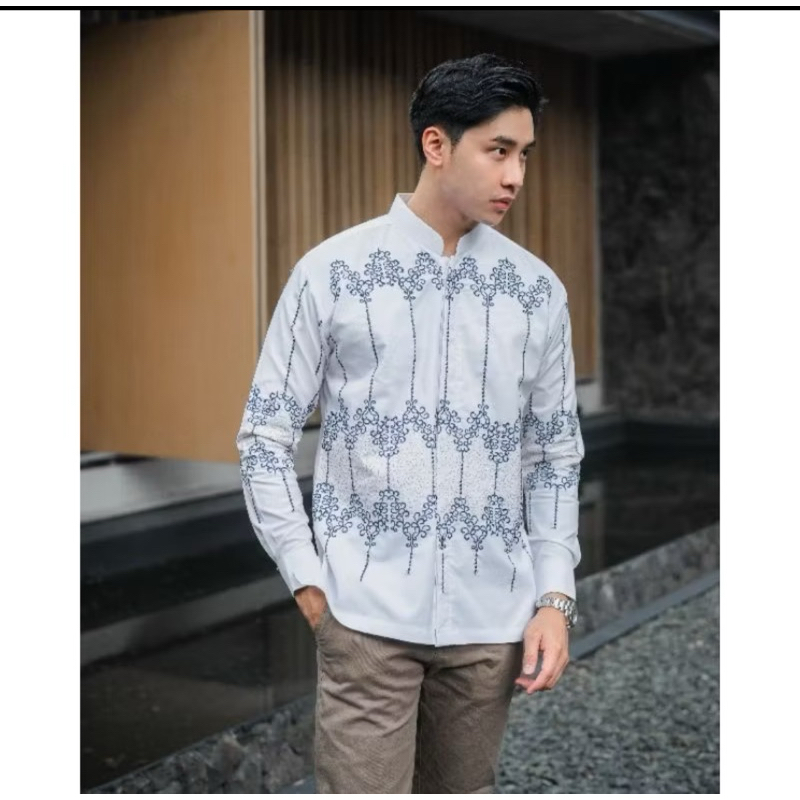 Kemeja Bordir Pria NUC.ID Karim 01 (Putih)