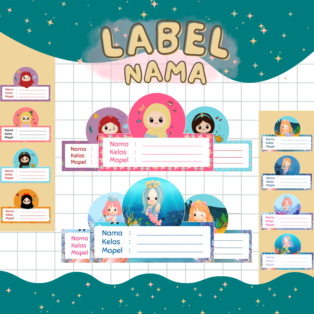 

(Isi 20) Sticker Label Nama Buku Tulis Mata Pelajaran Sekolah Anak | Stiker Label Mapel kartun Lucu