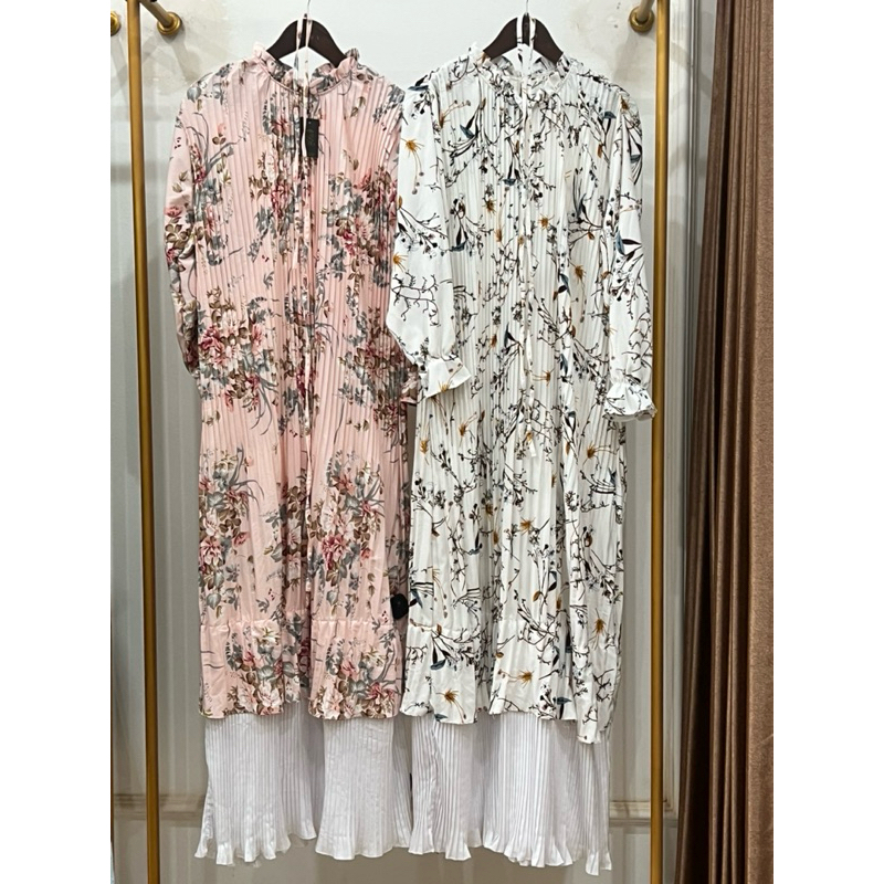 Gamis BKK Plisket Wanita Model Maxi Dress Hitam Lebaran - Motif, Dewasa, Remaja, Pesta, Muslim, Mewa