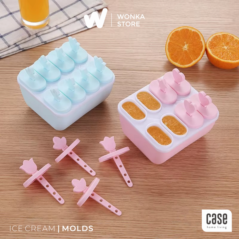 CETAKAN ICE CREAM 8 SLOT Ee Krim Popsicle Mold Food Grade DIY Kulkas - IC
