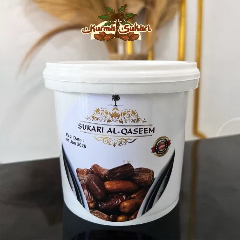 

kurma ember SUKARI AL-QASEEM premium kemasan 450 gram-manis dan tebal