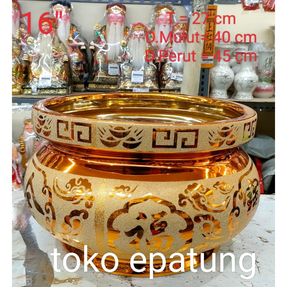 hiolo / hio lo jin yu man tang / cao cai jin bao - emas - keramik - 16 inch - 25