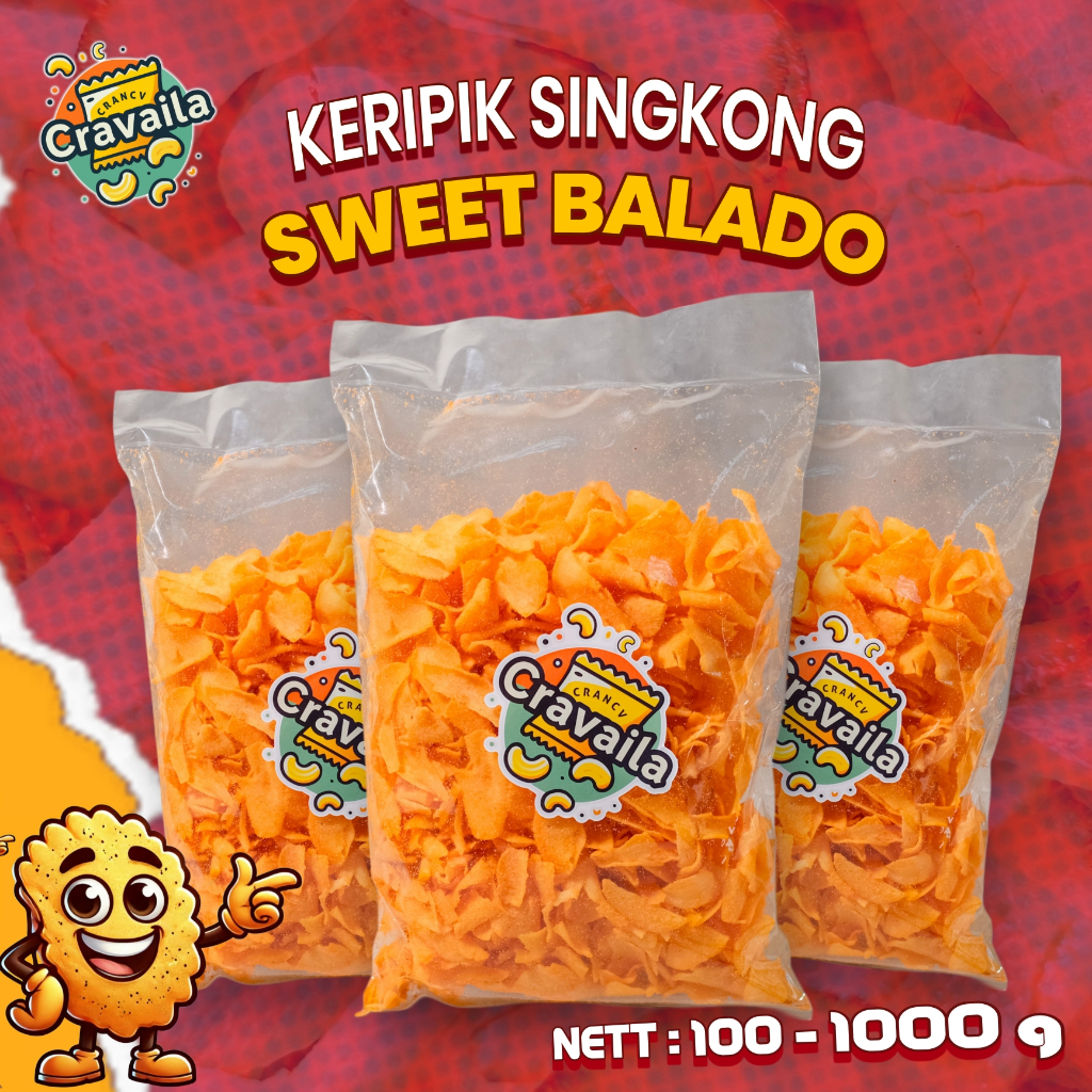 

Balado Manis Cravaila Kripik Singkong | Balado Manis, Gurih & Renyah - 250 gram