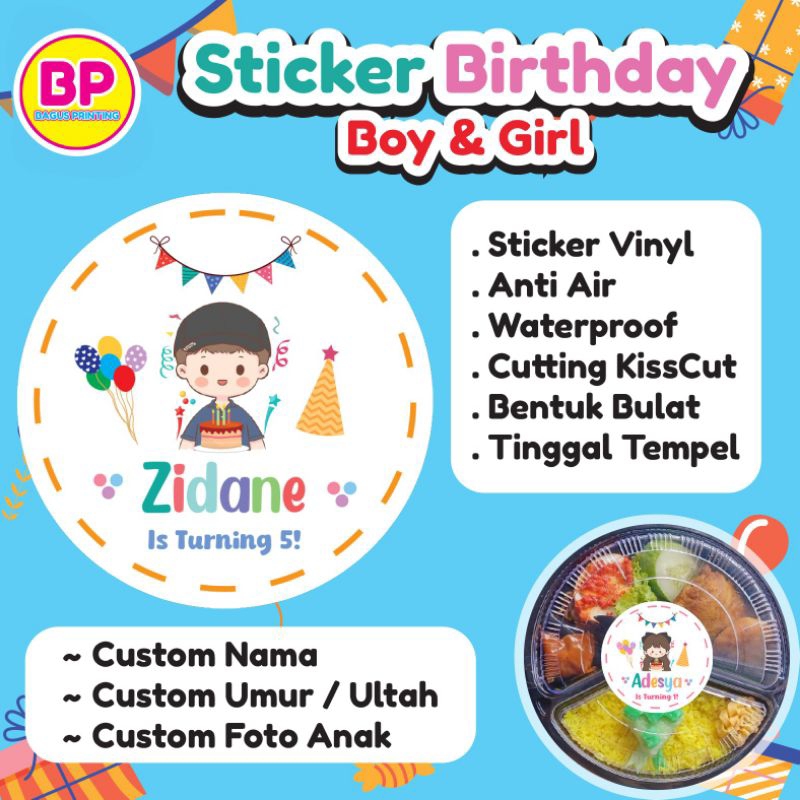 

Ay00! Sticker Ulang Tahun Anak Bulat Sticker Karakter Bulat Birthday Sticker Anak souvenir