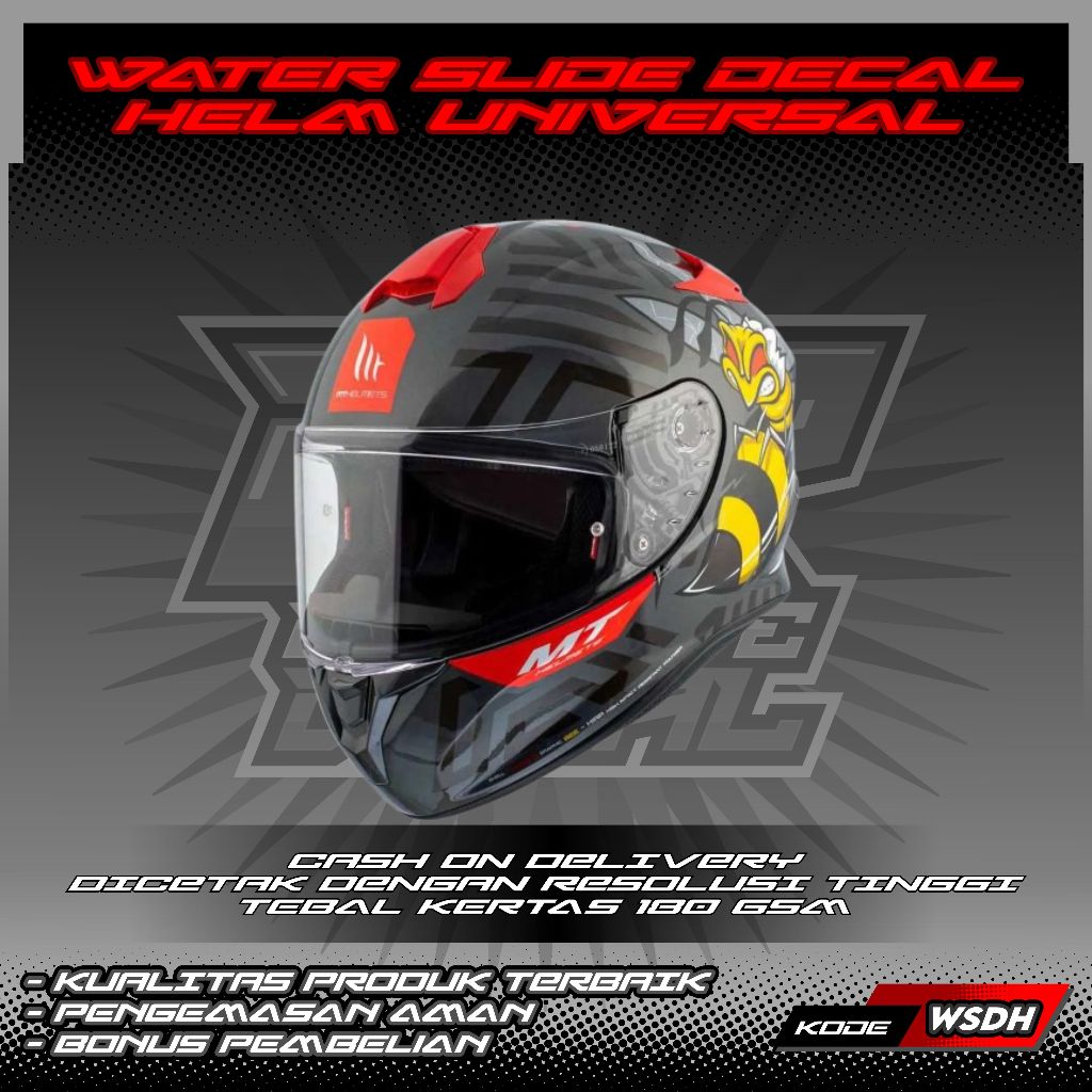 WATER SLIDE DECAL HELM FULL FACE/HALF FACE UNIVERSAL MOTIF TARGO BEE