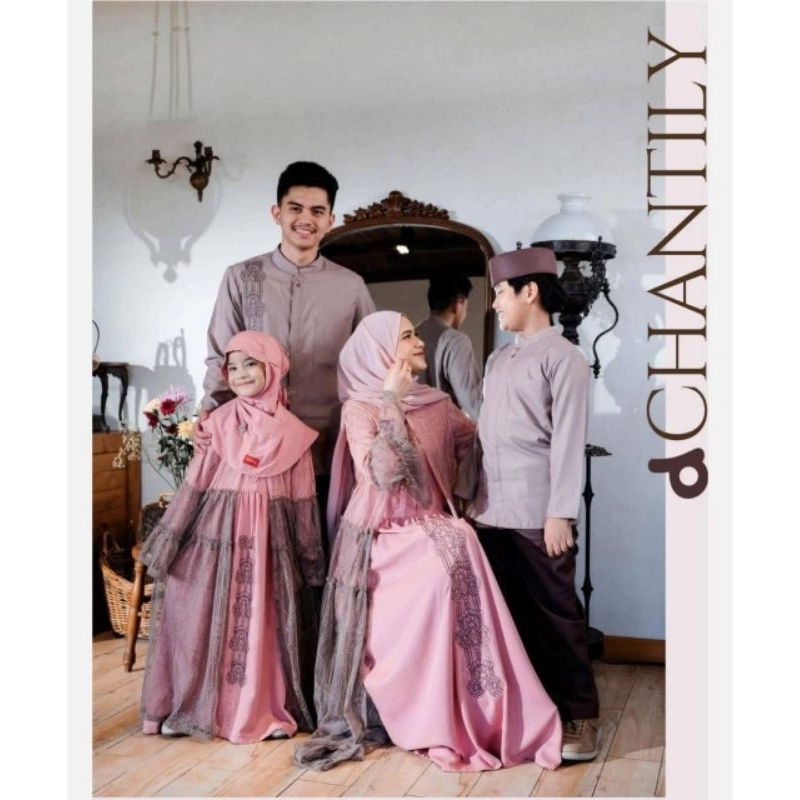 Sarimbit Dannis Terbaru d'Chantily Family Set Raya Series Baju Muslim Keluarga Pria Wanita Dewasa da