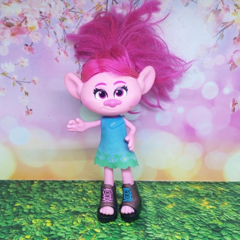 Action Figure boneka pink trolls 16cm preloved