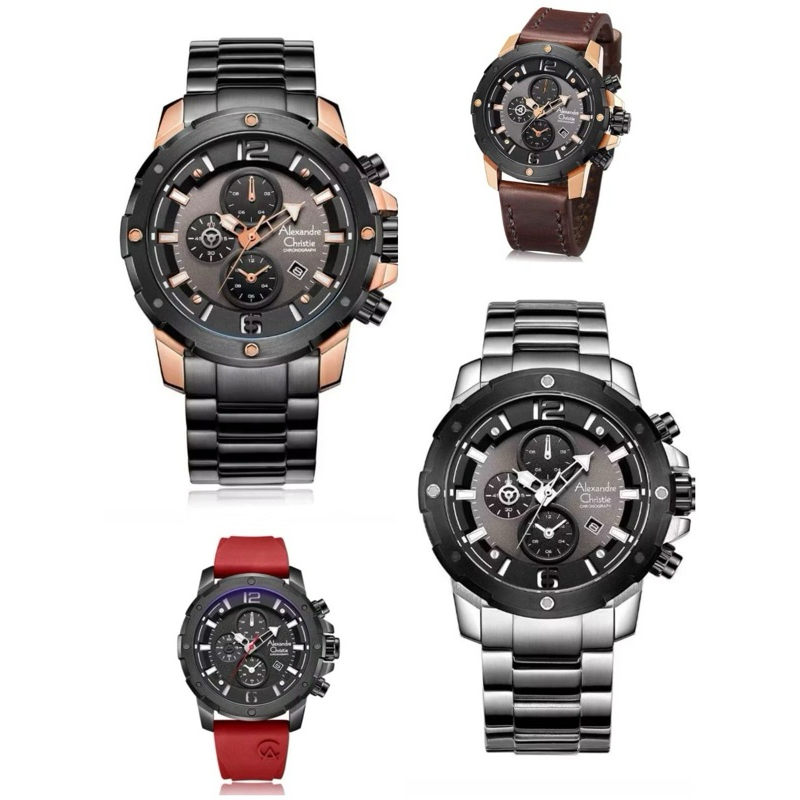 Alexandre Christie AC6410 Jam Tangan Pria  AC 6410 Rantai & Kulit / 6410 ORIGINAL AC 6410 6522