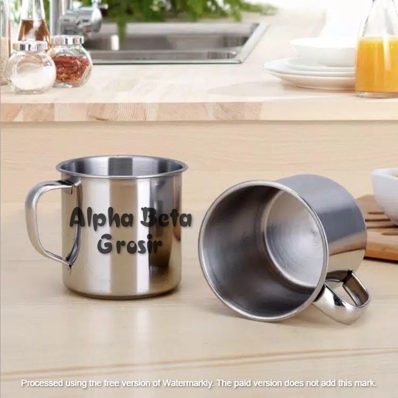 MUG GELAS KOPI MURAH / MUG GELAS KOPI STAINLESS / CANGKIR KOPI STAINLESS