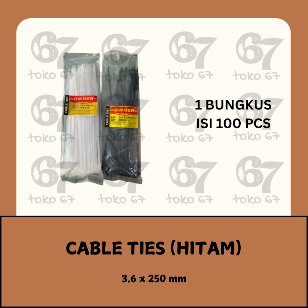 

OWNER CABLE TIES KABEL TIS TEBAL HITAM 3,6 X 250 MM (PANJANG 25 CM)