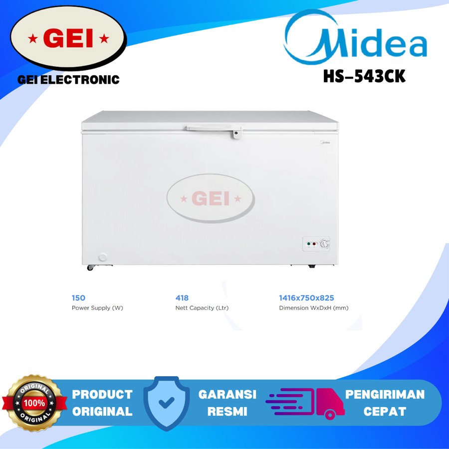 (Kargo) MIDEA HS 543 CK CHEST FREEZER HS-543CK CHEST FREEZER BOX 450 LITER