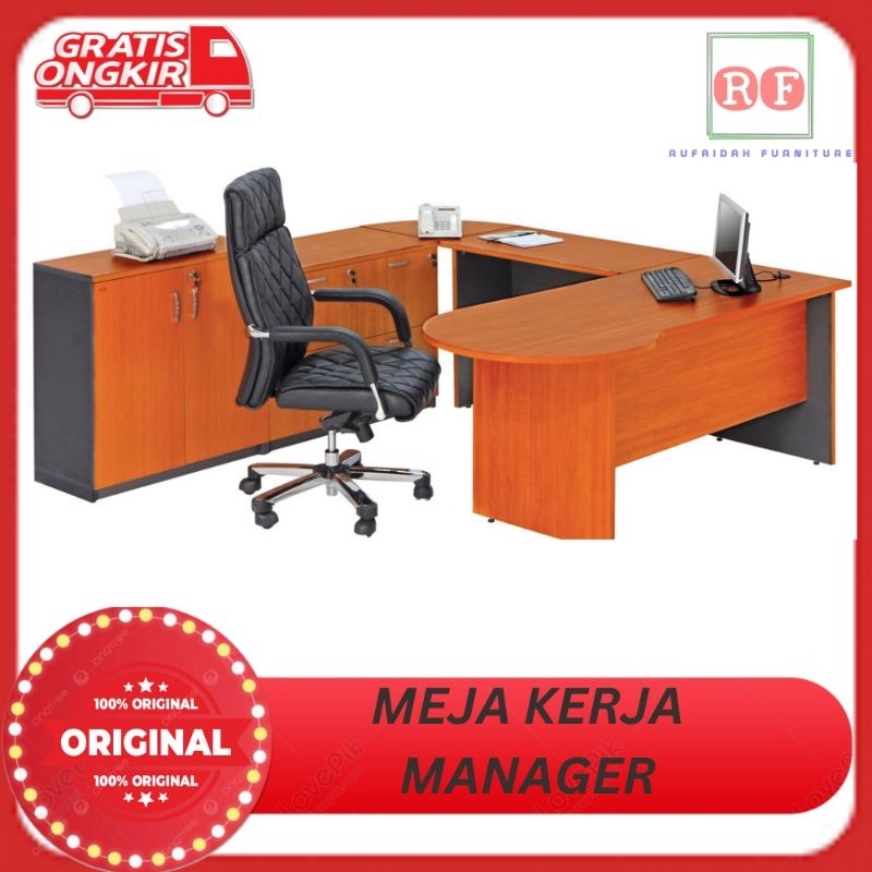 Meja Kantor L Minimalis / Meja Kerja Eksekutif / Office Desk Manager / Arkadia Pro Excel 7
