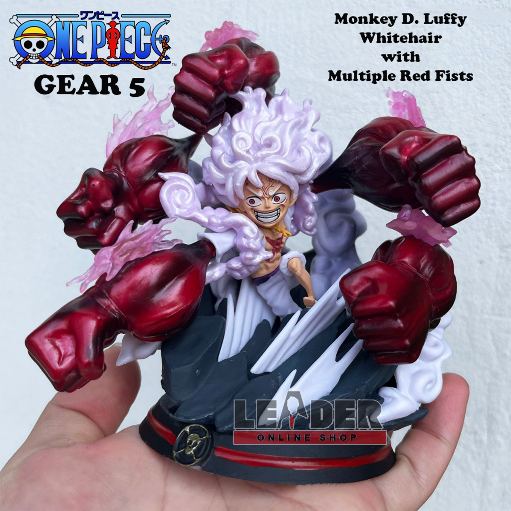 MONKEY D. LUFFY WHITE HAIR GEAR 5 PAJANGAN ACTION FIGURE ONE PIECE 16.5cm SUN GOD WITH MULTIPLE RED 