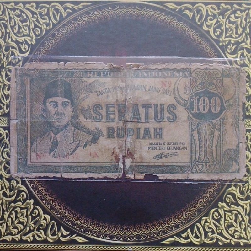 Uang ORI Sukarno 100 rupiah keris 1945 vg