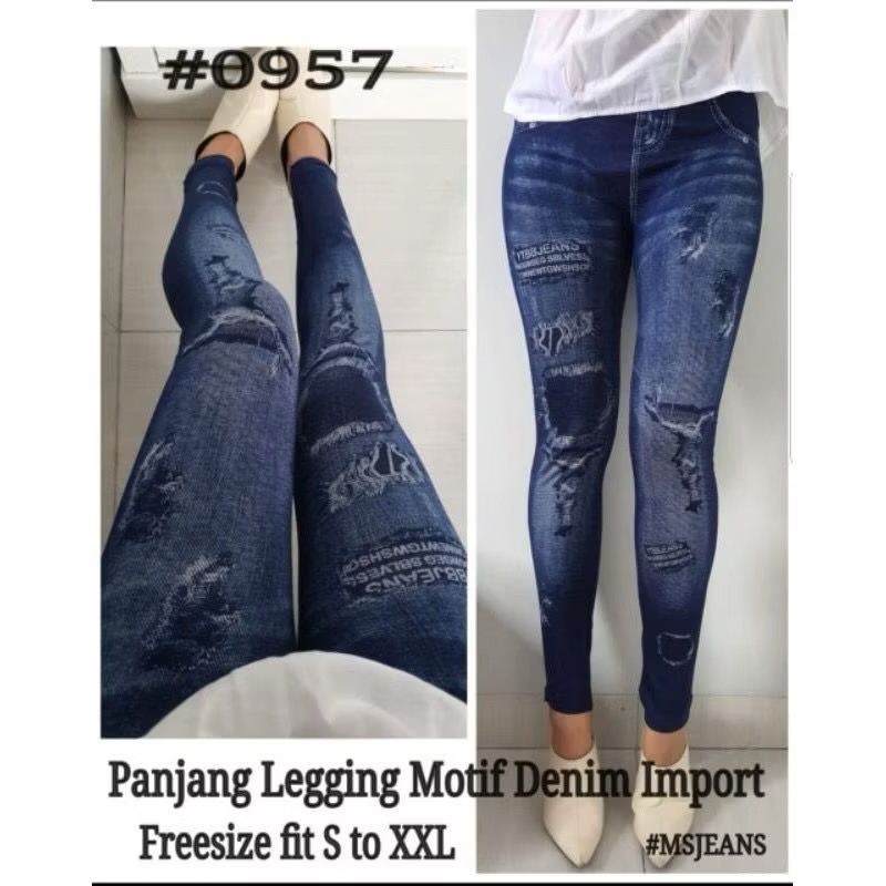 Legging import korea/legging import panjang/legging motif denim