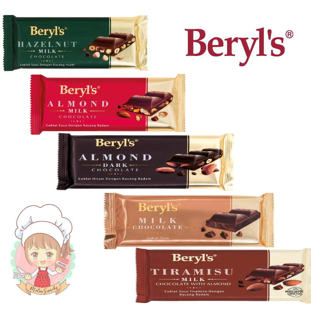 

Beryl's Milk Chocolate Bar | Dark coklat | hazelnut | Almond milk (90g)