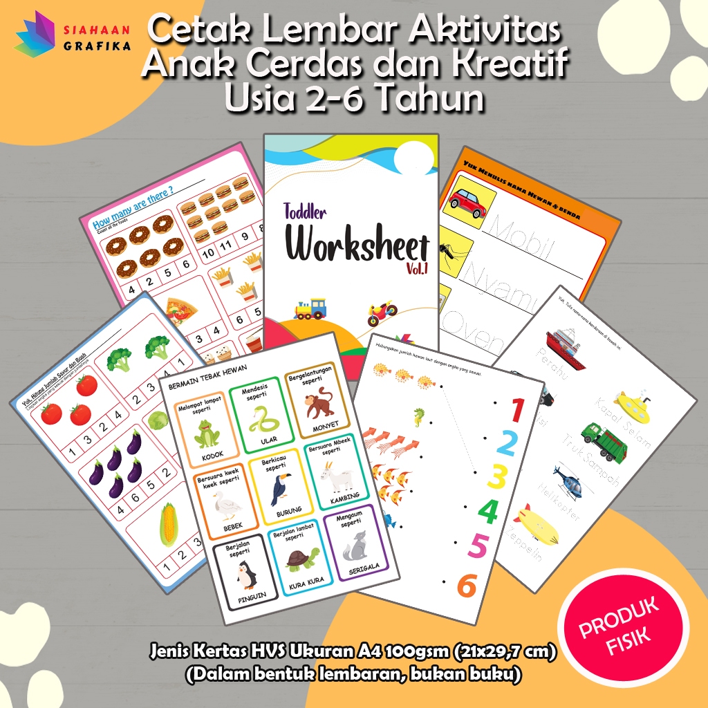 Cetak Lembar Aktivitas Anak Cerdas dan Kreatif Usia 2-6 Tahun Seri Pertama