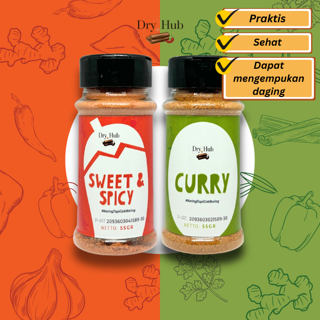 

Dry Hub [Paket Bundle 2 Pcs] Bumbu Instan Kering Bumbu Marinasi Bumbu Dapur