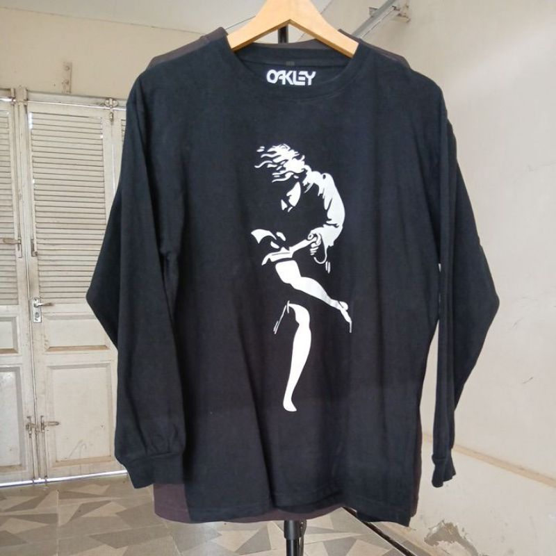 Kaos katun long sleeve super tebal hitam pekat seperti baru OAKLEY second Original size L LD 110 P 7