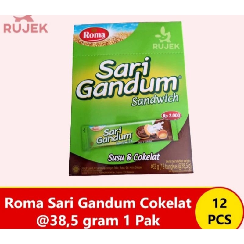 

[GRATIS ONGKIR] Roma Sari Gandum Sandwich coklat Box 38gr isi@12 pcs