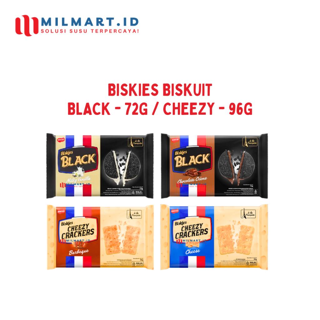 

BISKIES BLACK CRACKERS SANDWICHI VANILLA/CHOCOLATE 72G CHEEZY CRACKER 96G CHEESE/BARBEQUE