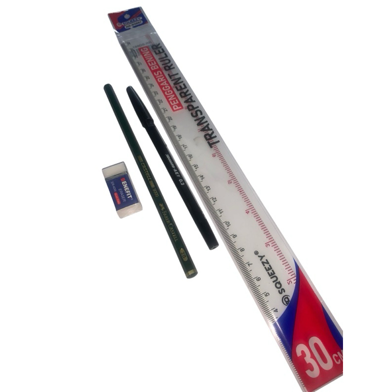 

Paket Alat Tulis ATK 4in1 Penggaris Pensil Bolpoint Penghapus Untuk Ujian Sekolah Kerja