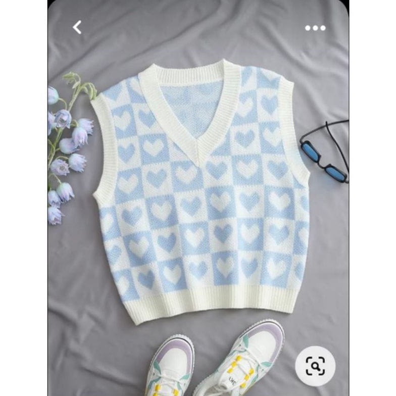 KODE W95K LOVE ROMPI RAJUT  ROMPI RAJUT LOVE  ROMPI WANITA RAJUT  ROMPI VEST LOVE RAJUT  PAKAIAN WAN