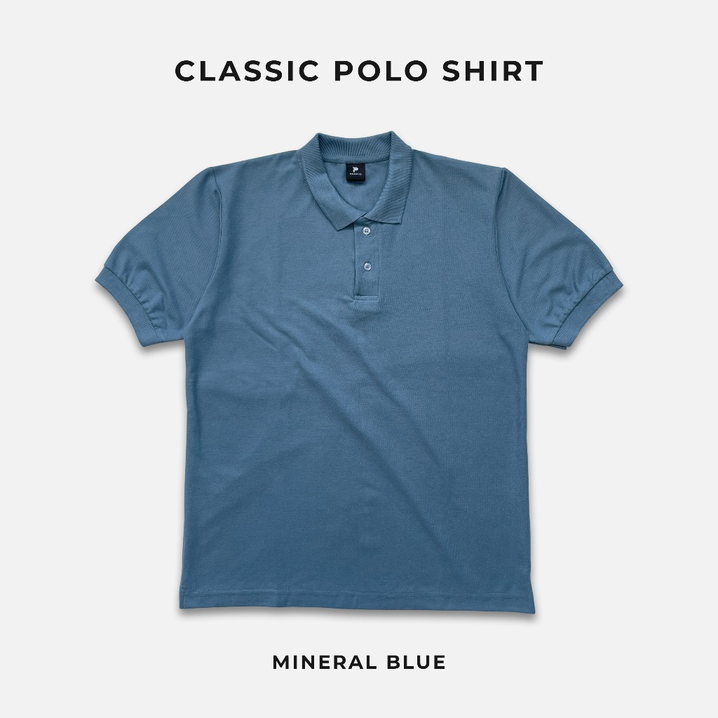 PEANUD Hexa Classic Polo Shirt CVC Pique Hexagon 24s Mineral Blue