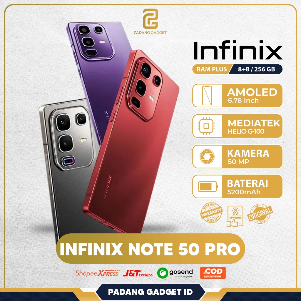 Infinix Note 50 Pro Ram 8+8GB/256 GB Original [Extended Ram] Smartphone Android Garansi Resmi Infini