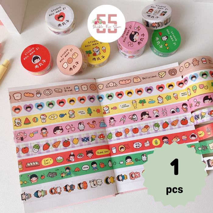 

Washi Tape Aesthetic Dekorasi Jurnal Scrapbook Selotip Motif Lucu - 042