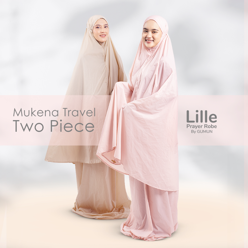 (Pre Order) Mukena Travel Lille Two Piece by Gumun, Mukena Silk Parasut Atasan Bawahan