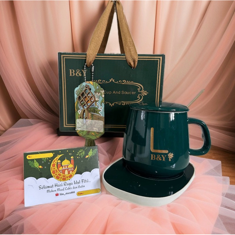 HW - Mug Gelas Cangkir Elektrik Set Keramik Pemanas Kopi Teh dan Minuman hamper cantik