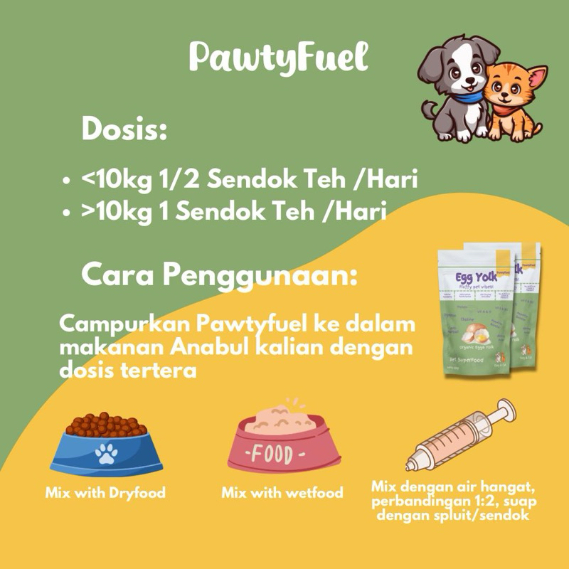 Galaksi_Bumiayu Pawtyfuel Superfood Egg Yolk Fluffy Pet Vibes - Egg Yolk Powder 50Gram Kuning Telur