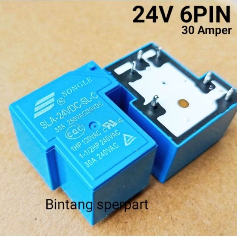 RELAY KODOK 24V 6PIN 30A SONGLE RELAY SONGLE 24V 6 KAKI