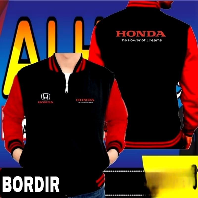jaket bordir Honda the power of dreams jaket Honda the power of dreams jaket varsity Honda The power