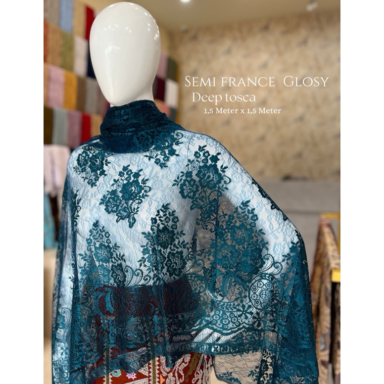 KODE R86C Brokat Semi prancis Glossy  Brokat semi prancis metalik  bahan kebaya semi prancis  kain b