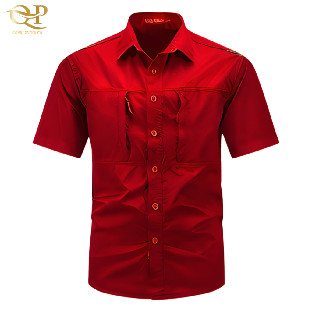 Kemeja Tactical Merah / Kemeja Tactical Lengan Pendek / Kemeja Pria / Kemeja Hitam / Kemeja Tactical