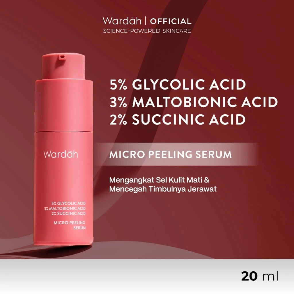 Wardah 5% Glycolic Acid 3% Maltobionic Acid 2% Succinic Acid Micro Peeling Serum/ Exfoliasi Wajah