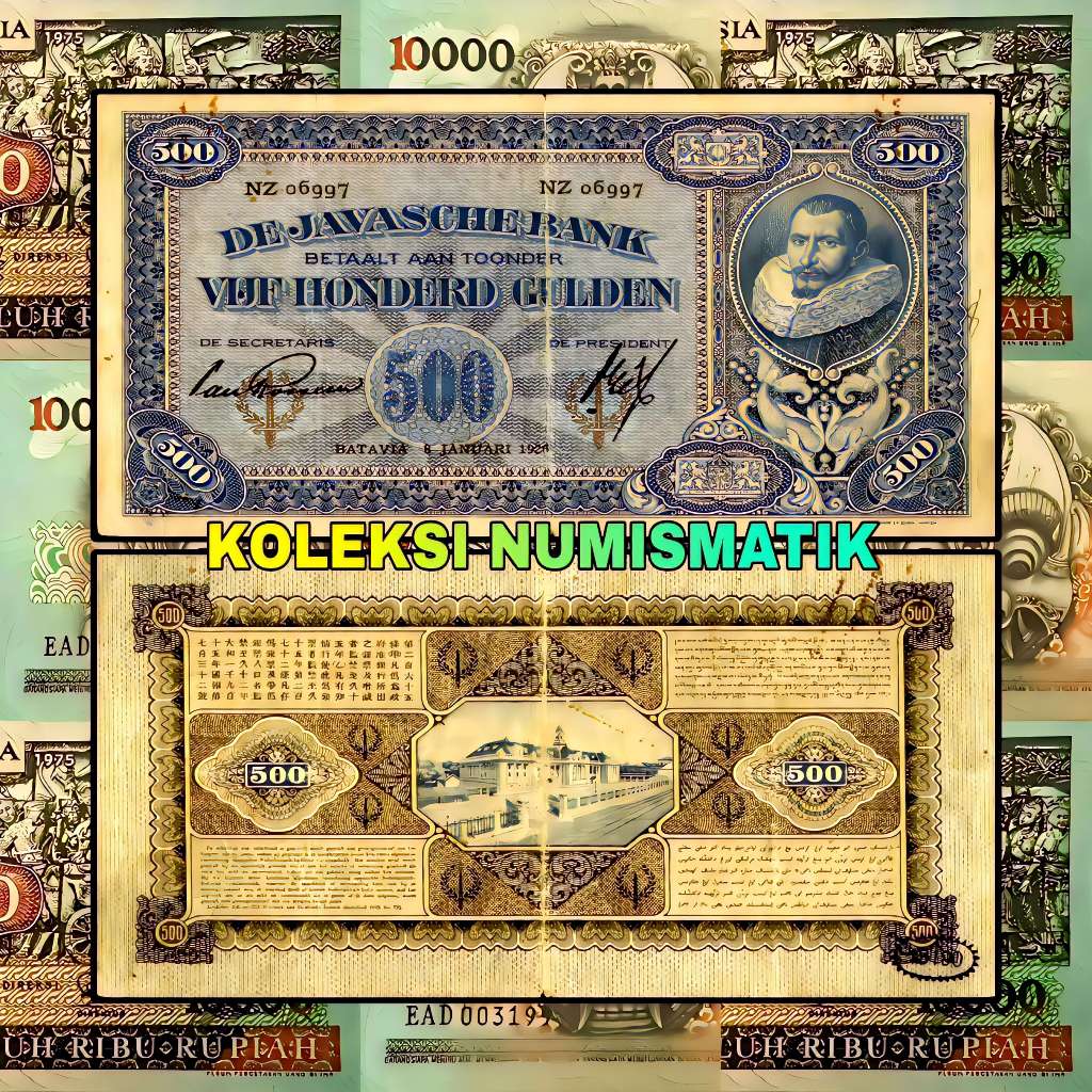 SOUVENIR UANG KERTAS KUNO HINDIA BELANDA 500 GULDEN JP COEN 1926