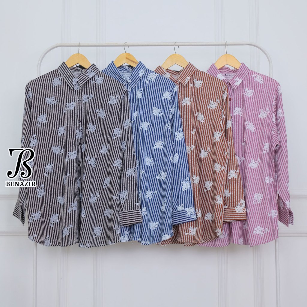 Blouse NAGITA Kemeja Top Atasan Wanita Motif Lengan Panjang Korean Style Size XXL XXXL 5L LD 120 130